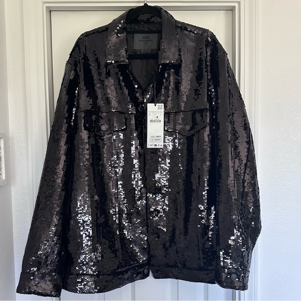 Zara Steven Meisel sequin trucker jacket